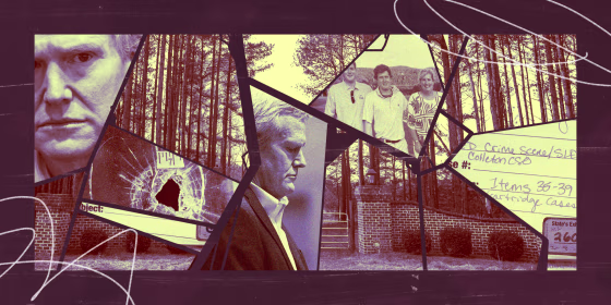 Shattered collage showing Alex Murdaugh and family 