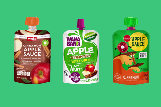 Weis, WanaBana and Schnucks applesauce pouches.