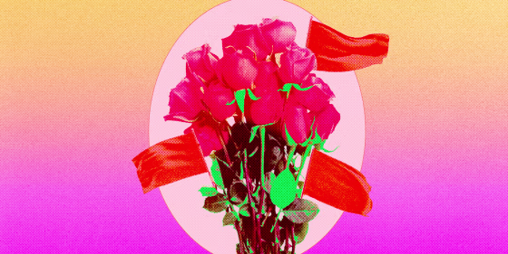Photo Illustration: A bouquet of roses filled with red flags