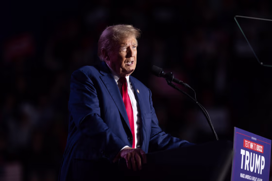 Former President Donald Trump speaks on Dec. 16, 2023 in Durham, N.H.