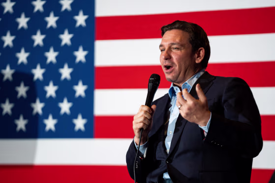 Ron DeSantis during a campaign stop in Ankeny, Iowa