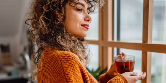 Woman sipping tea