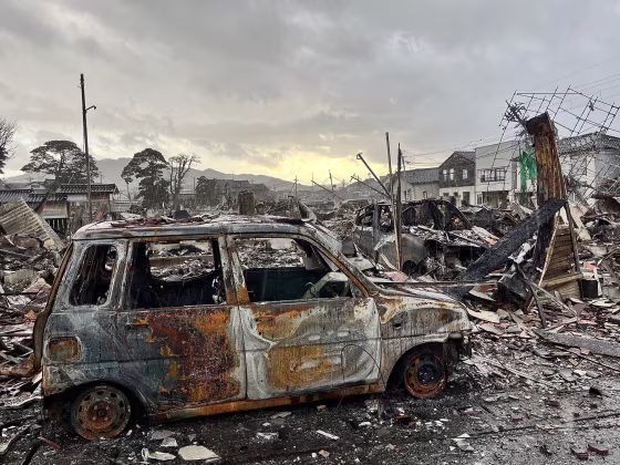 The old market area of Wajima, near the epicenter of an earthquake that triggered a massive fire. The market had stood for centuries and was wiped out in hours.