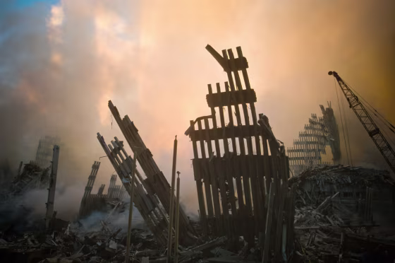 The Rubble of the World Trade Center on September 12, 2001.