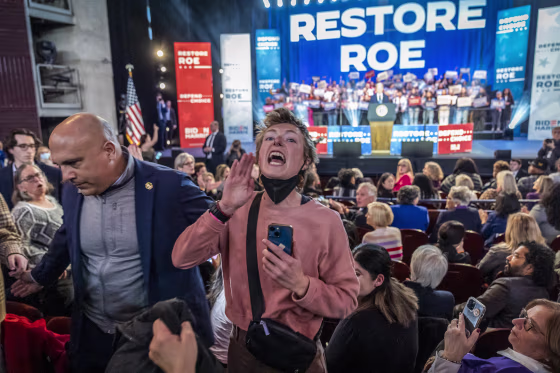 Image: A protester who interrupted President Joe Biden