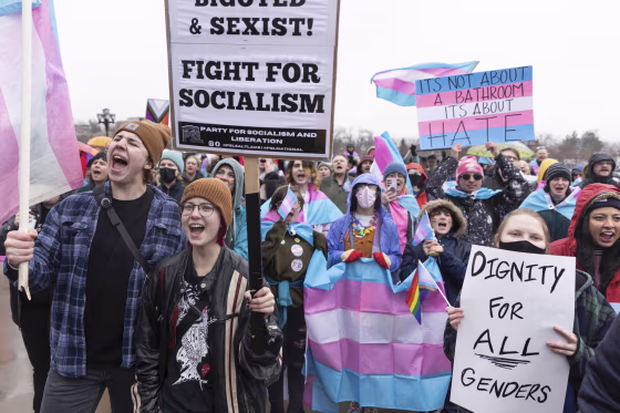 Demonstrators gather Jan. 25 on the steps of the Capitol in Salt Lake City protesting in opposition to HB257.