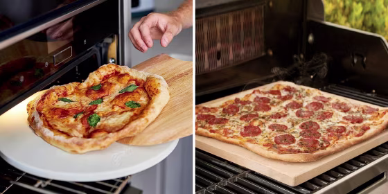 Experts recommend buying a pizza stone that is either made of cordierite or steel.