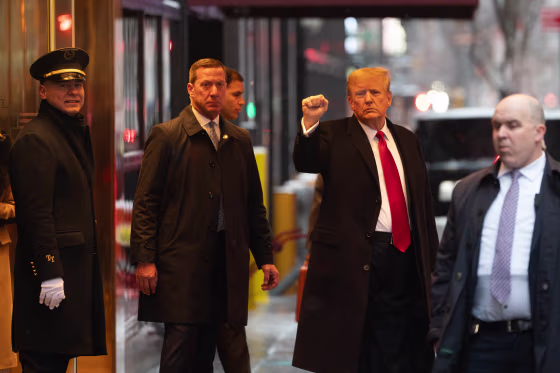 Former President Donald Trump departs Trump Tower on Jan. 16, 2024. 