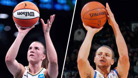 From left, Sabrina Ionescu and Steph Curry.