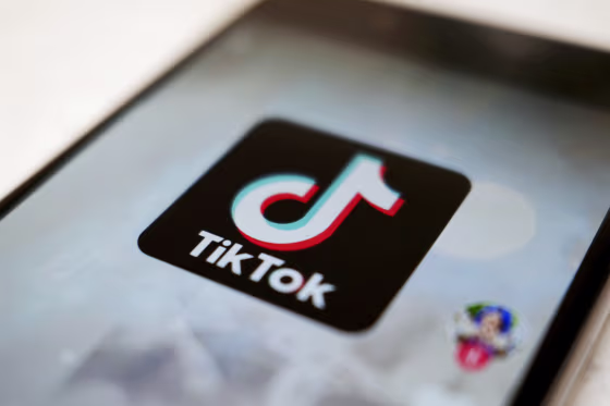 TikTok logo is displayed on a smartphone.