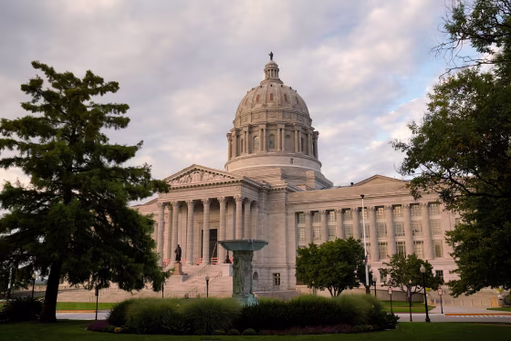 Clouds over Missouri's State Capitol.