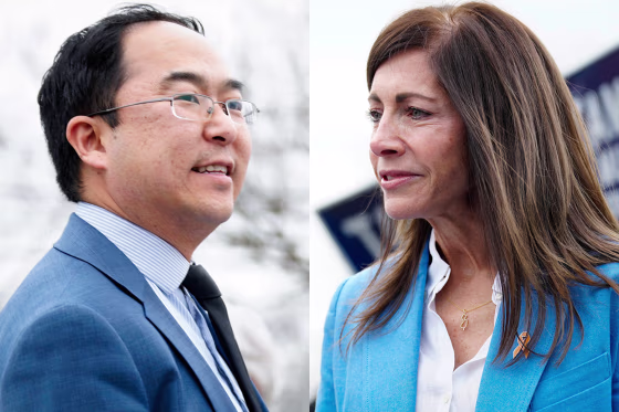 New Jersey Democratic Senate candidates Andy Kim and Tammy Murphy.