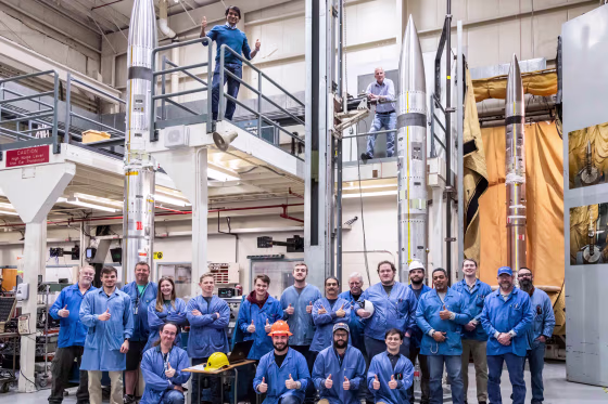 Three APEP rockets at NASA Wallops Flight Facility on Wallops Island, Va., on Feb. 21, 2024