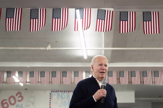 Joe Biden speaks during a campaign field office opening