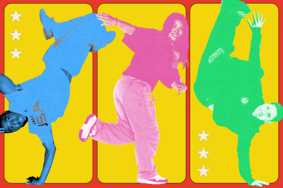 Photo Illustration: Members of the U.S. Olympic breakdancing team (L-R) Jeffro Louis, Sunny Choi, and Victor Montalvo