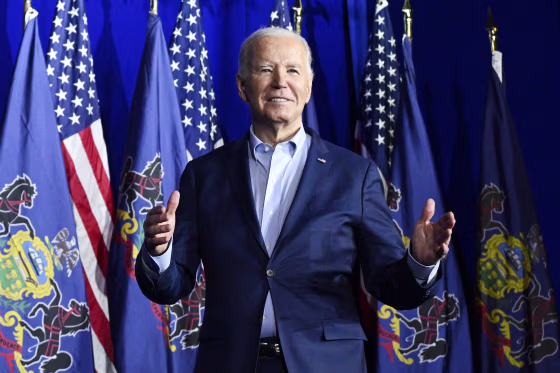 President Joe Biden acknowledges the crowd at a campaign event