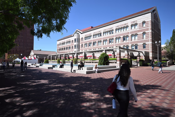 A student walks on campus