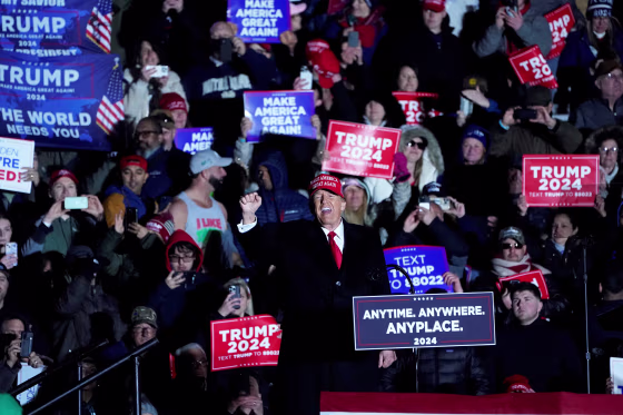 politics political politician rally campaign crowd signs maga
