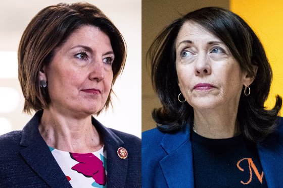 A side by side split of Cathy McMorris Rodgers and Maria Cantwell