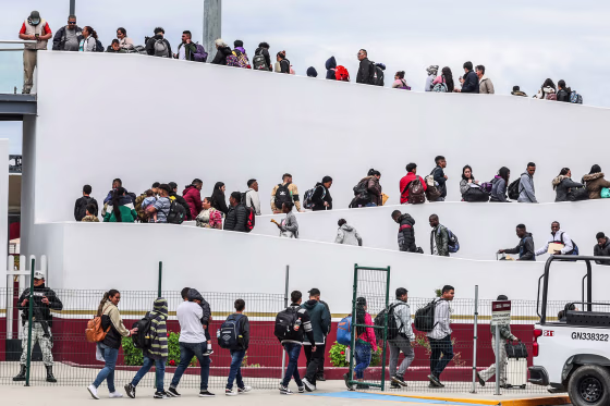 Asylum seekers interview with CBP to gain entry into U.S.