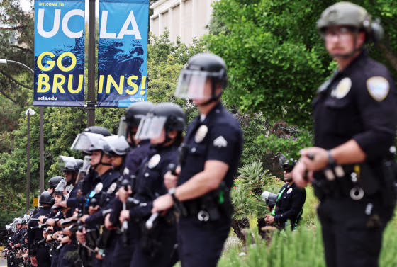 The protest coincided with today's congressional hearing on campus protests where UCLA Chancellor Gene Block testified.