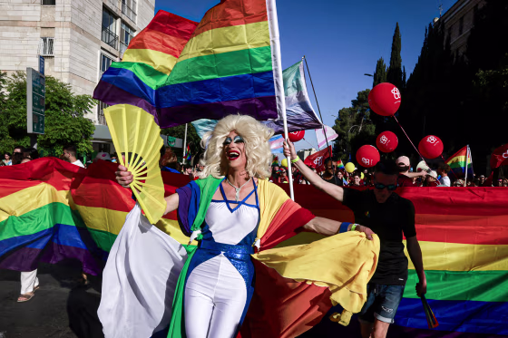 People march in Jerusalem.