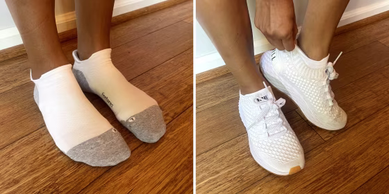 Feetures makes nine versions of its no-show socks — my colleagues and I tested the Elite Max Cushion No-Show Tab socks.