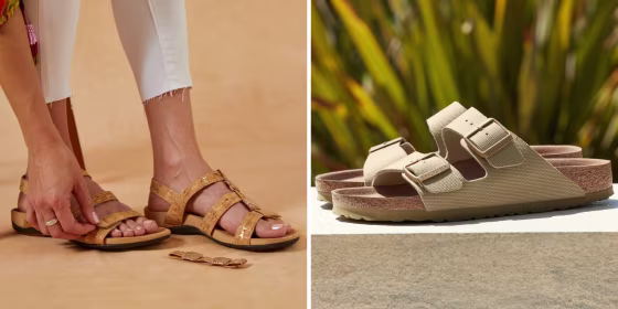 Walking long distances in sandals that have no arch support can lead to foot pain, plantar fasciitis and heel spurs, according to podiatrists.