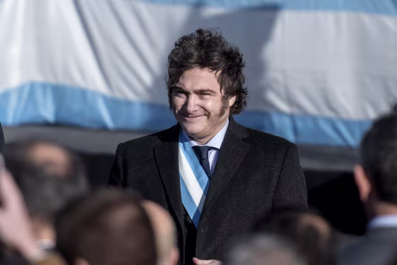 Argentine President Javier Milei attends an event marking Flag Day in Rosario, Argentina