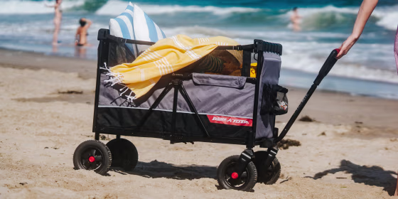 Many stroller wagons come with sun canopies, safety harnesses and wheels that rotate 360 degrees.
