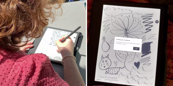 This is Amazon’s first e-reader and notebook in one.