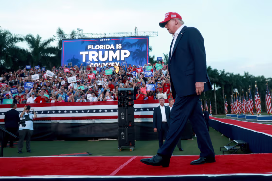 Image: Former President Donald Trump Holds A Campaign Rally In Doral, Florida politics political politician maga rally profile crowd