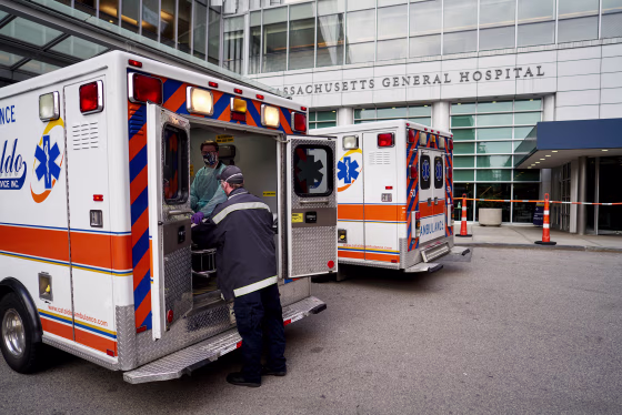 Ambulance arrives to hospital.