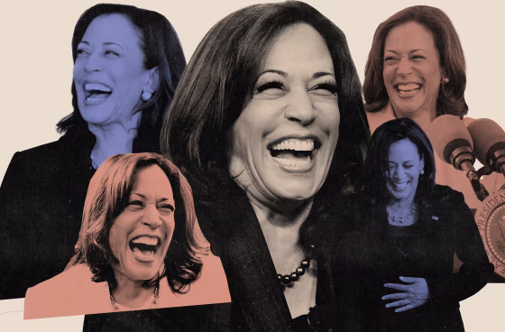 Photo Illustration: Images of Kamala Harris laughing