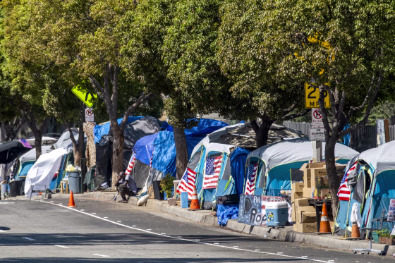 Homeless veterans encampment.