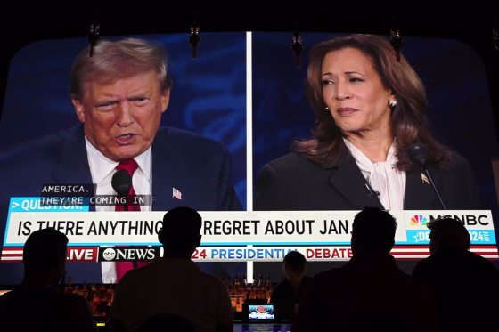 People watch the presidential debate in Las Vegas