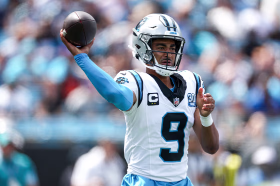 Bryce Young prepares to throw the football on the field