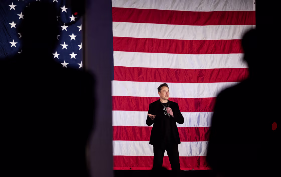Tesla and SpaceX CEO Elon Musk during a town hall event in Oaks, Penn. on Oct. 18, 2024.