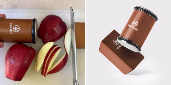 The Tumbler uses magnetism and an angled block to make knife sharpening easier.