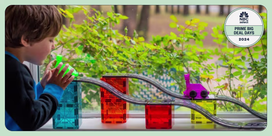 The nontoxic magnetic pieces snap together for independent play, according to the brand.