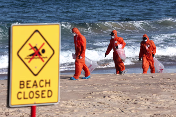 Lifeguards declared Sydney's famed Bondi beach and several other strands closed on October 17, as more mysterious black "tar ball" globules -- ranging from the size of peas to tennis balls -- washed up along the city's shores. 