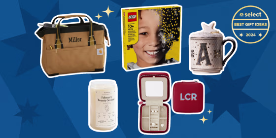 You can customize items like coffee mugs, Lego mosaics, candles and even tool bags to reflect your recipient.