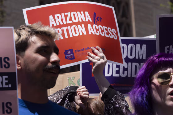 Arizona for Abortion Access holds a press conference and protest at the Arizona House of Representatives on April 17, 2024 in Phoenix.