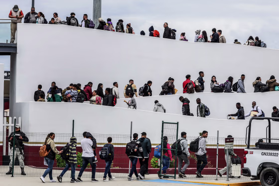 Hundreds of asylum seekers at the San Ysidro Border Crossing in Tijuana, Mexico, on April 25, 2024.