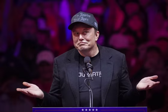 Elon Musk speaks at a Trump campaign rally at Madison Square Garden, on Oct. 27, 2024, in New York. 