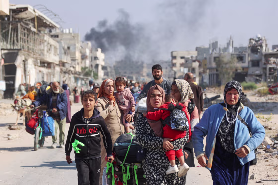 Displaced Palestinians in northern Gaza