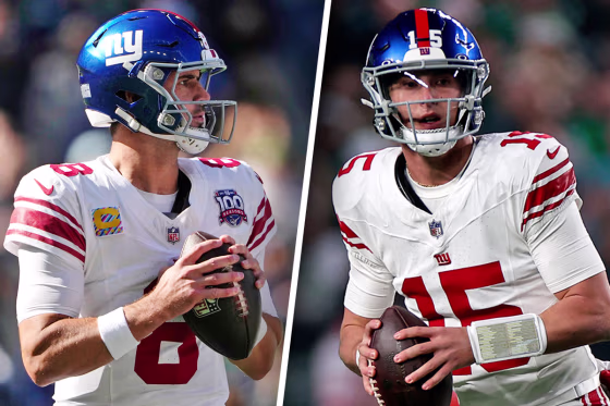 Giants quarterbacks Daniel Jones and Tommy DeVito.
