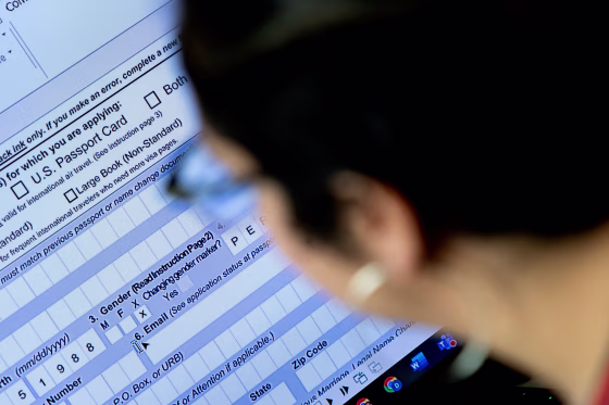 A person begins the process of filling out a passport application with an X gender marker
