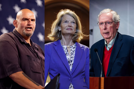 Sens. John Fetterman, Lisa Murkowski and Mitch McConnell