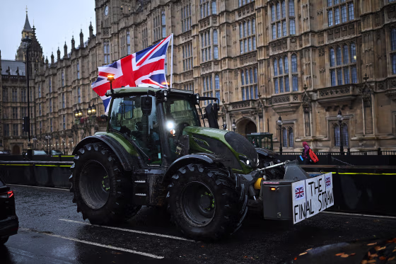 British farmers massed in London on Tuesday for protests against controversial government plans to change inheritance tax rules for land ownership, which they claim threatens to break up the sector and hit food production.